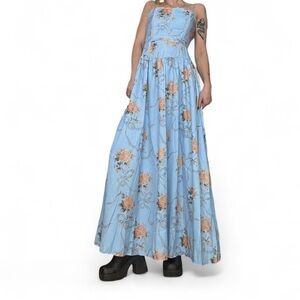 Cider Light Blue Floral Maxi Dress